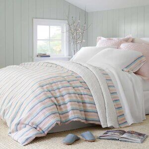 Pine Cone Hill Harmony Stripe Linen King Duvet and Sham